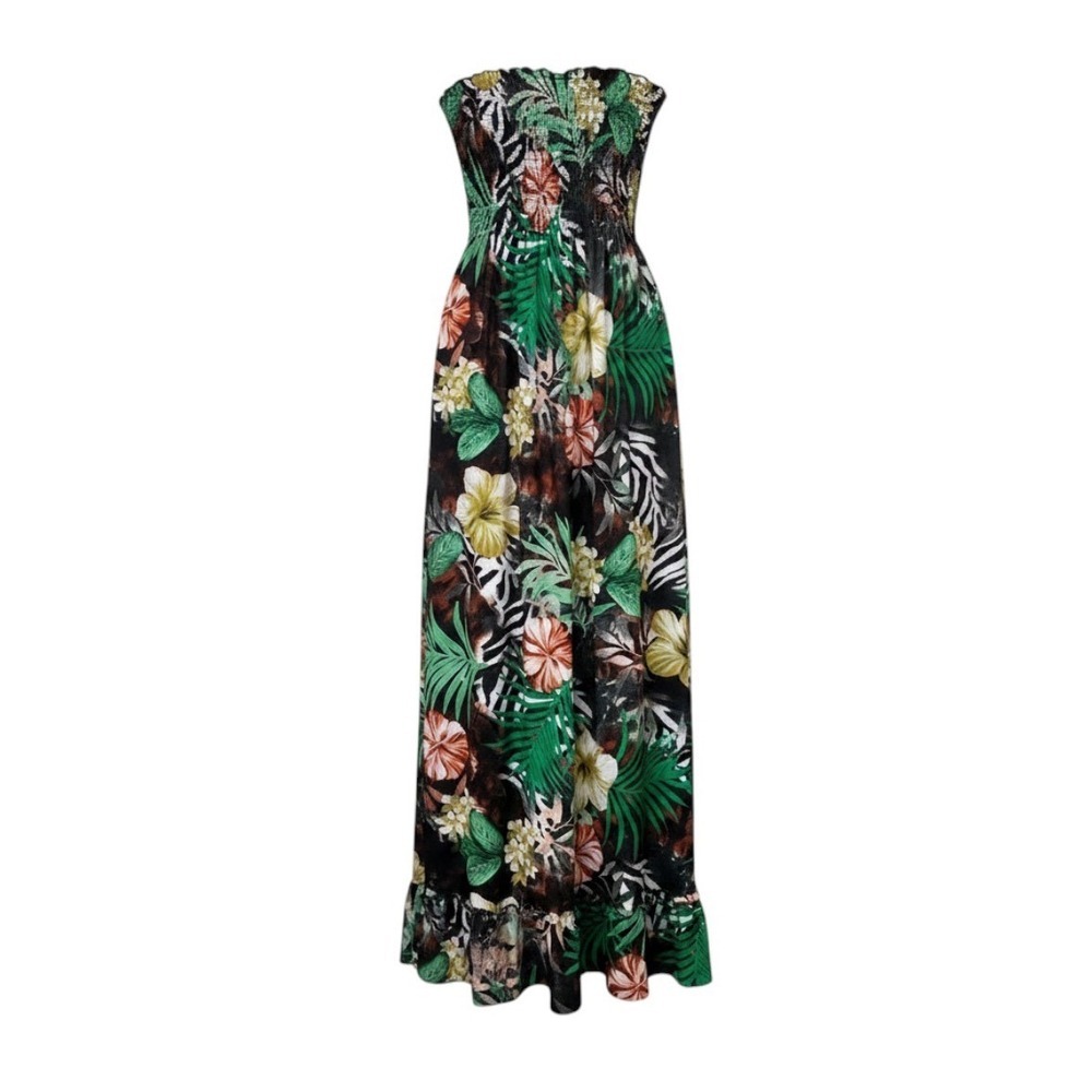 Just Love‎ Strapless Tropical Hawaian summer vacacions resortwear maxiDress M